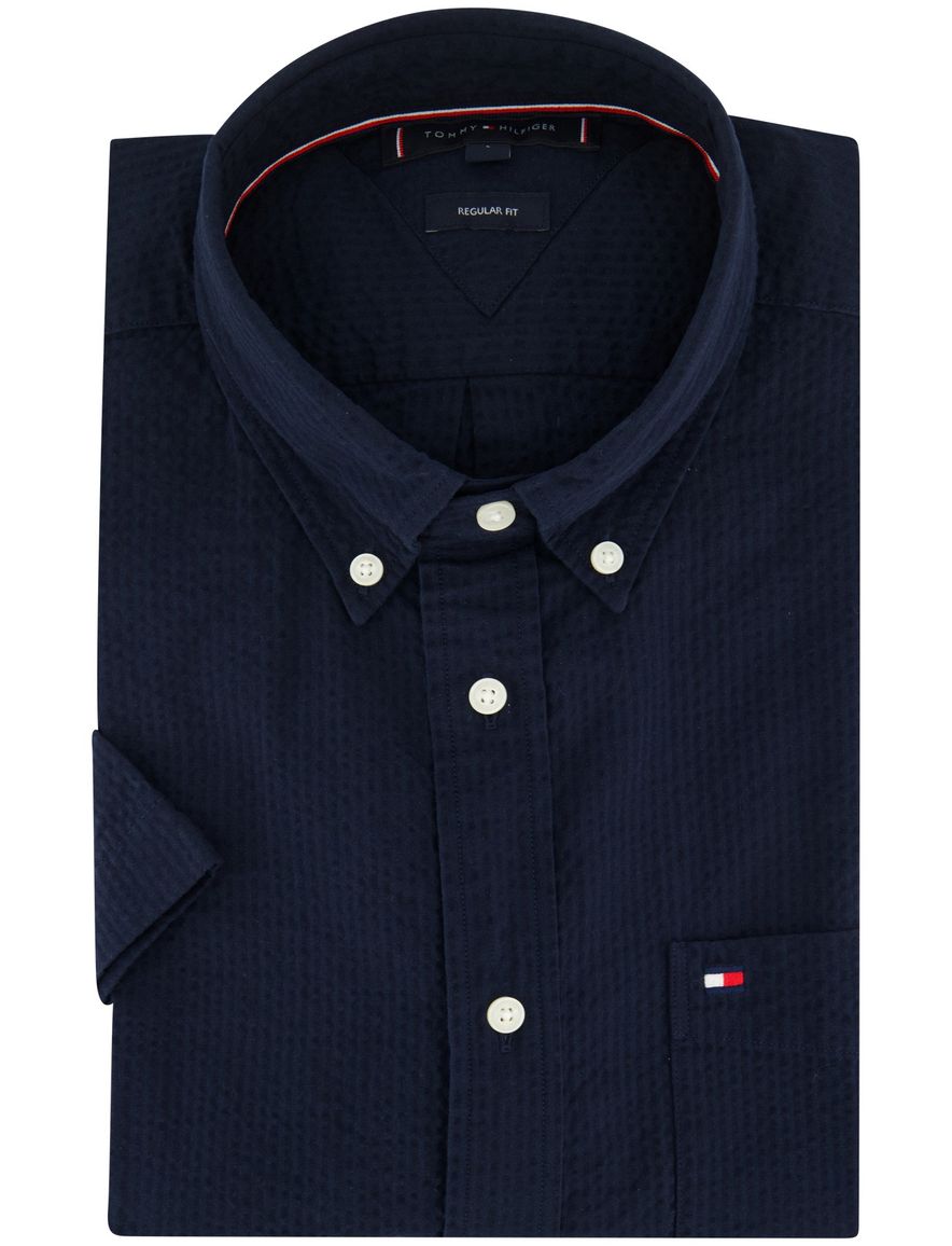 Tommy Hilfiger overhemd korte mouw donkerblauw