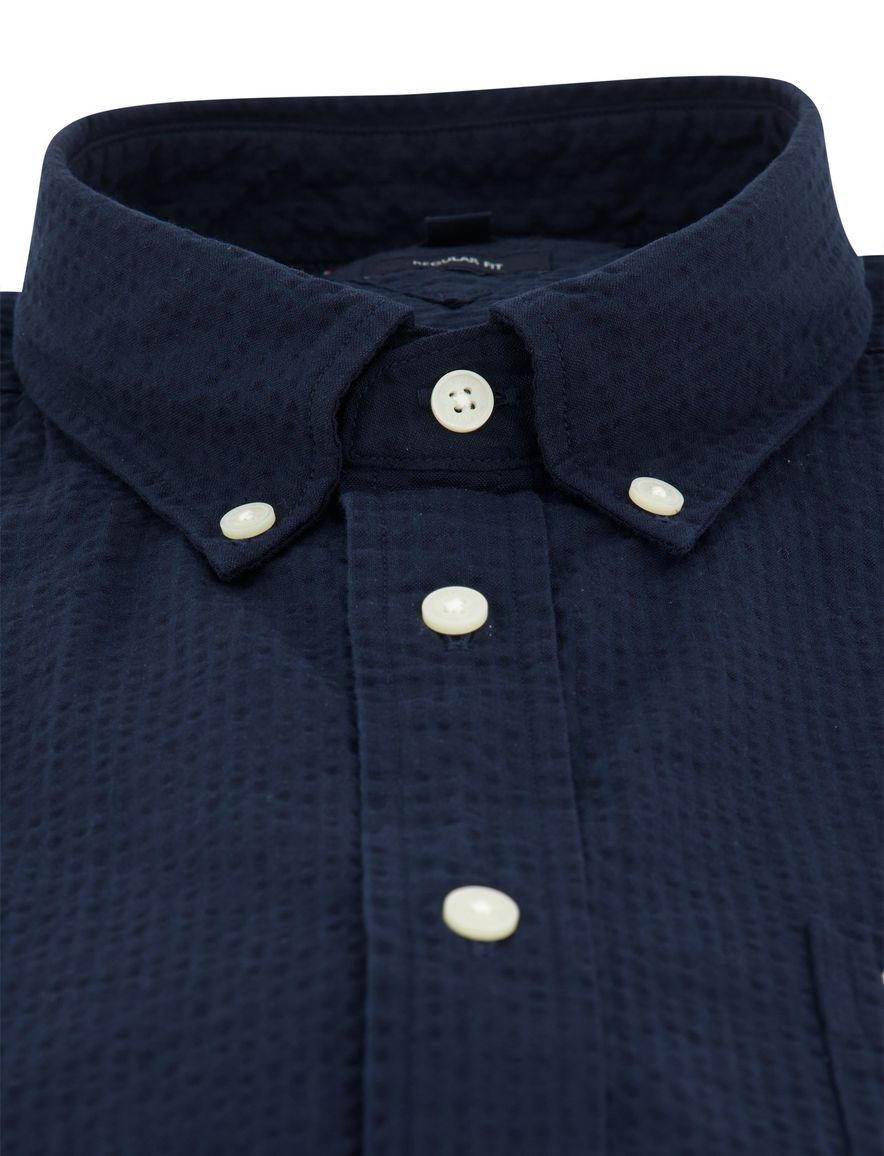 Tommy Hilfiger overhemd korte mouw donkerblauw