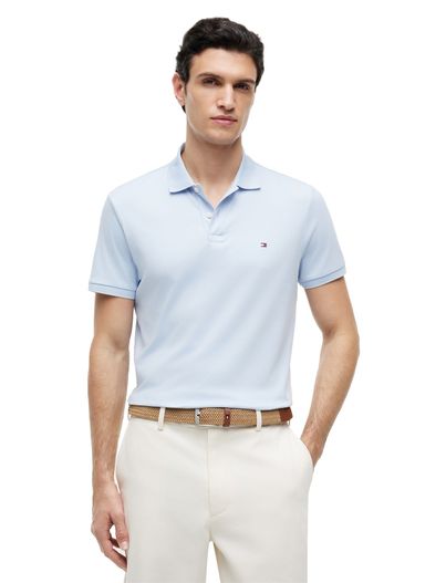 Tommy Hilfiger Regular fit polo 2 knoopjes Tommy hilfiger lichtblauw