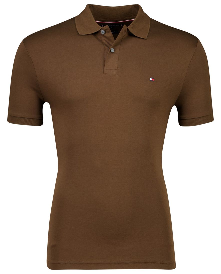 Bruin poloshirt Tommy Hilfiger Regular Fit effen