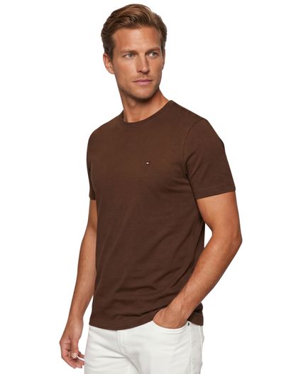 Tommy Hilfiger Tommy hilfiger t-shirt bruin ronde hals regular fit