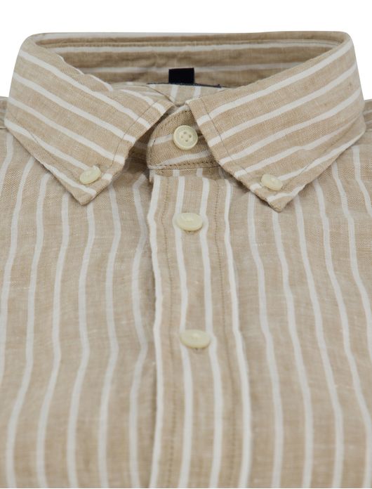 Tommy Hilfiger overhemd beige linnen strepen