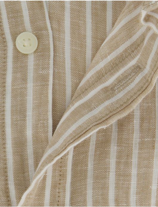 Tommy Hilfiger overhemd beige linnen strepen