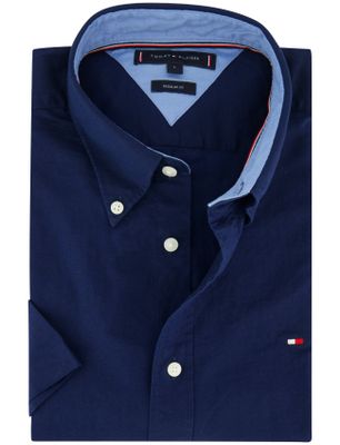 Tommy Hilfiger overhemd donkerblauw Tommy Hilfiger korte mouw button-down collar