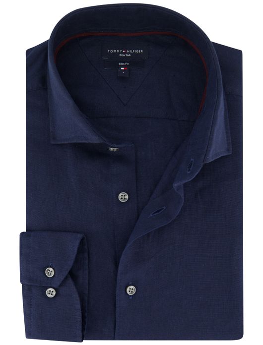 Tommy Hilfiger overhemd donkerblauw linnen