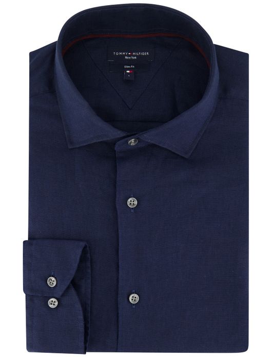 Tommy Hilfiger overhemd donkerblauw linnen