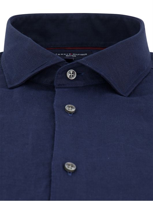 Tommy Hilfiger overhemd donkerblauw linnen