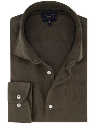 Tommy Hilfiger overhemd effen donkergroen Tommy Hilfiger 100% linnen