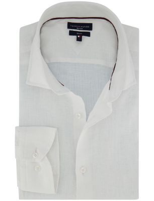 Tommy Hilfiger Tommy Hilfiger overhemd wit linnen semi-wide collar