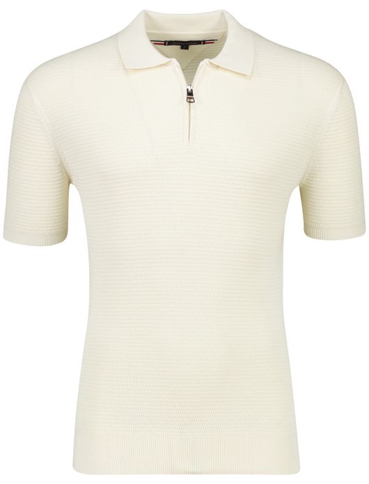 Tommy Hilfiger poloshirt creme gebreid met rits