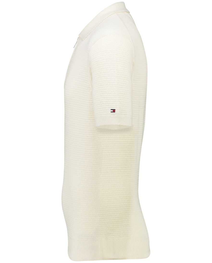 Creme poloshirt Tommy Hilfiger rits structuur
