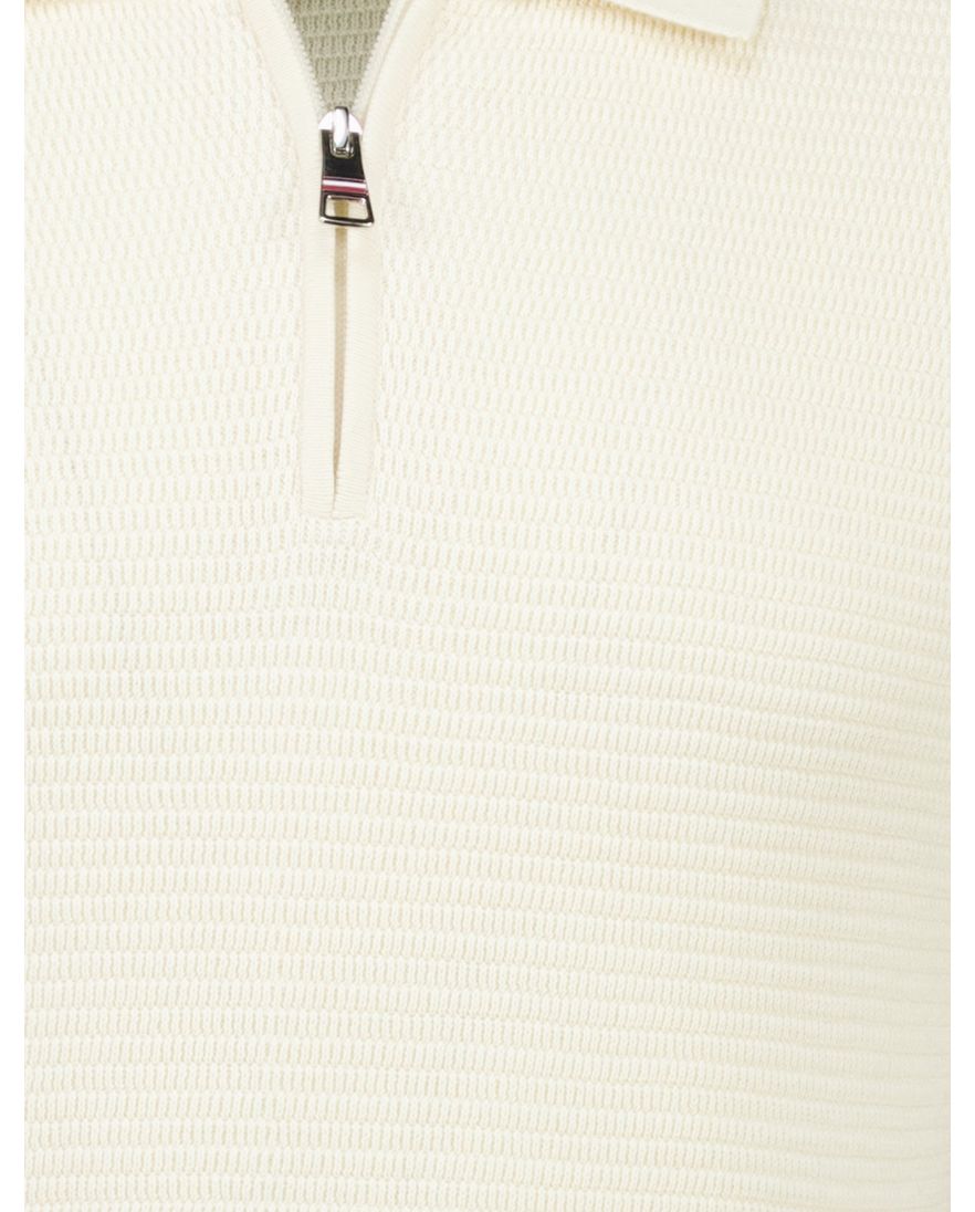 Creme poloshirt Tommy Hilfiger rits structuur