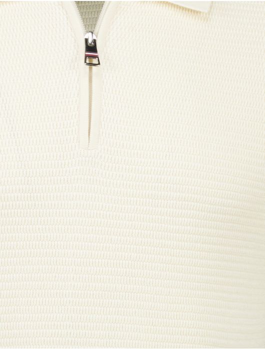 Tommy Hilfiger poloshirt creme gebreid met rits