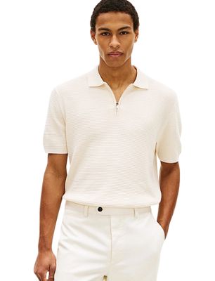 Tommy Hilfiger Tommy Hilfiger poloshirt creme met rits structuur