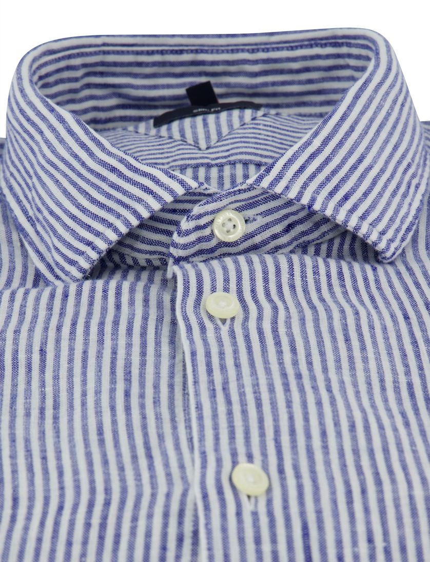 overhemd gestreept donkerblauw Tommy Hilfiger slim fit