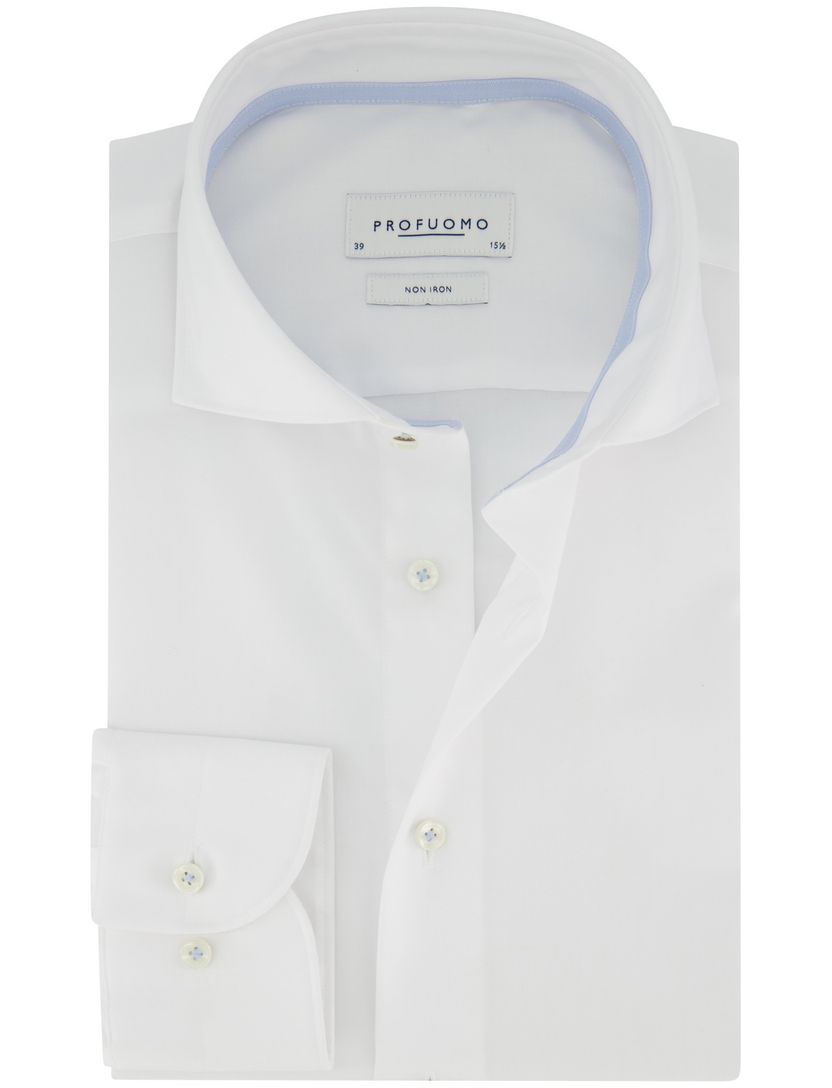 overhemd wit slim fit effen Profuomo lange mouw katoen