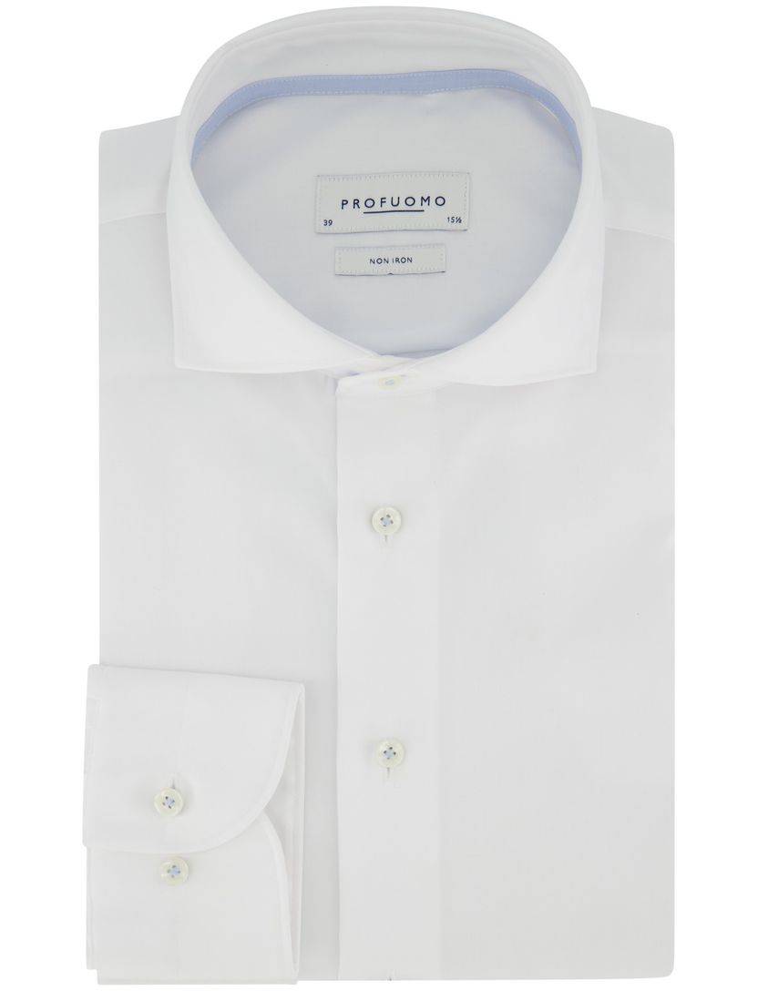 overhemd wit slim fit effen Profuomo lange mouw katoen