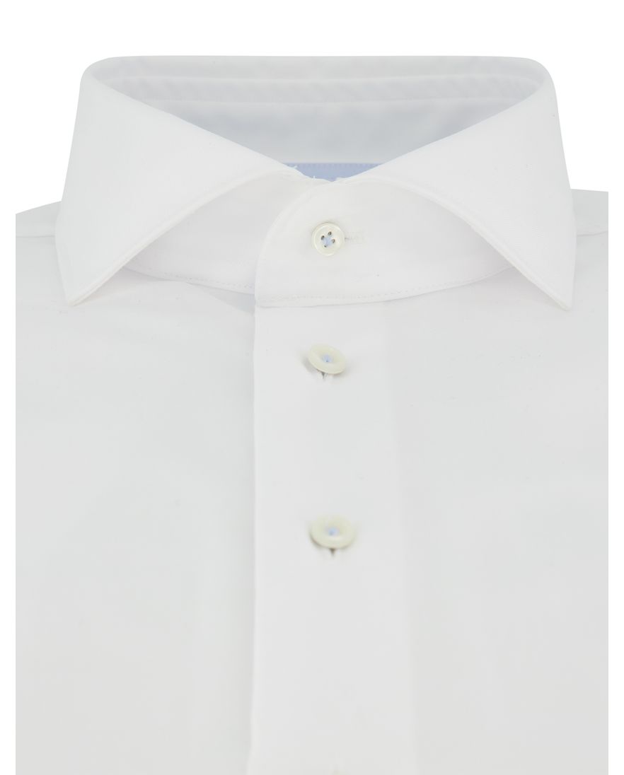 Overhemd Profuomo Slim Fit wit effen strijkvrij