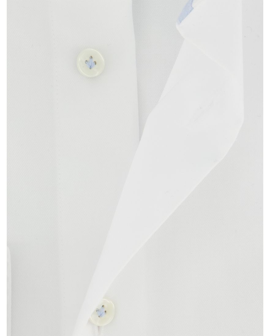 Overhemd Profuomo Slim Fit wit effen strijkvrij