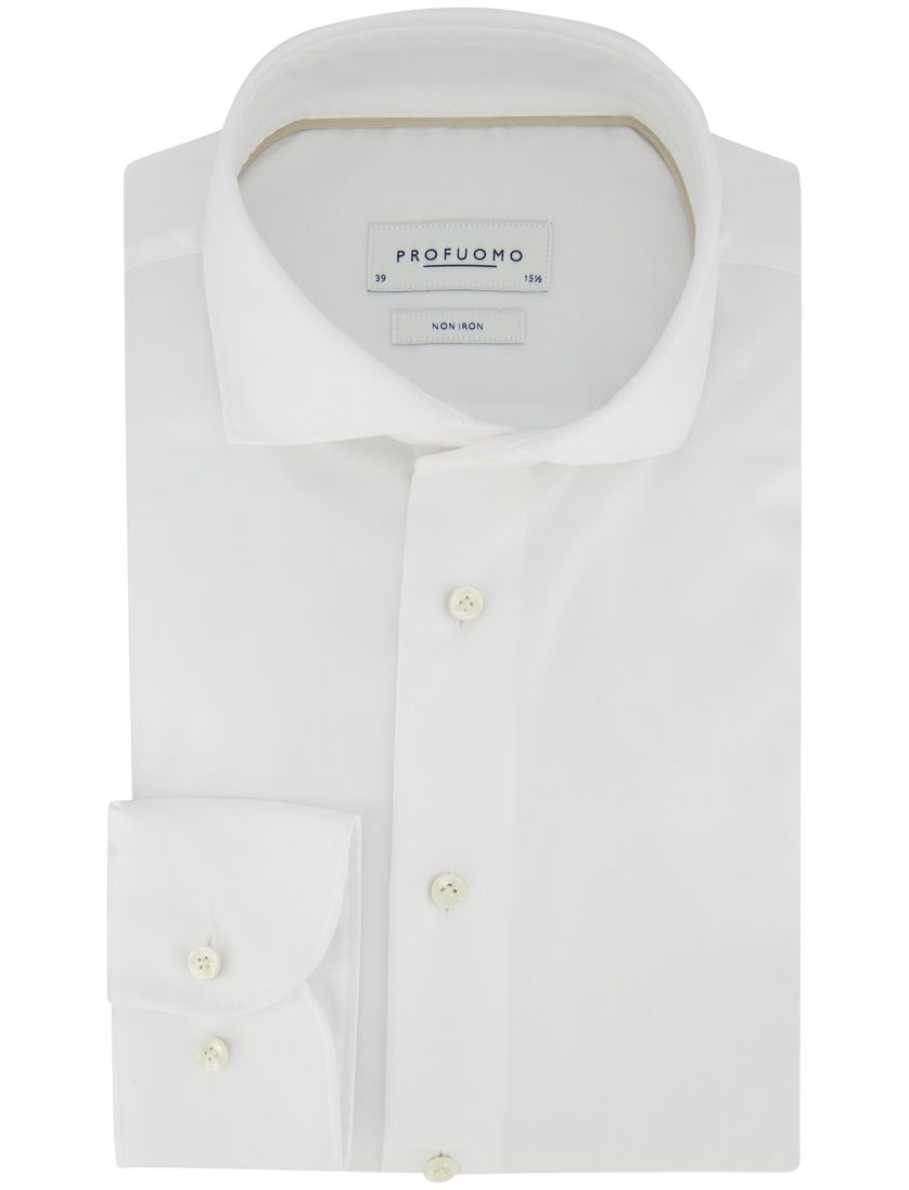 overhemd wit lange mouw Profuomo 100% katoen effen