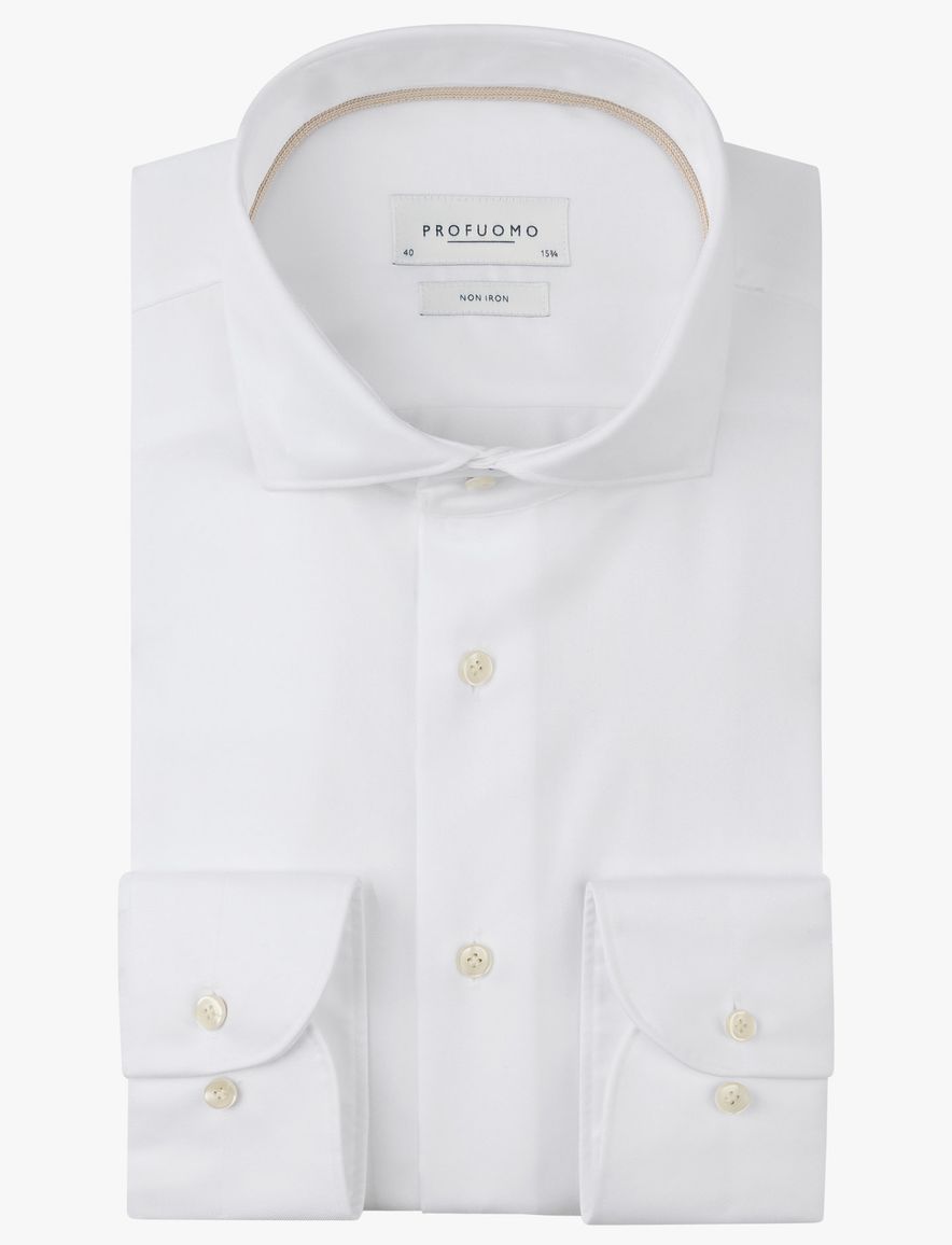 Profuomo overhemd wit katoen strijkvrij