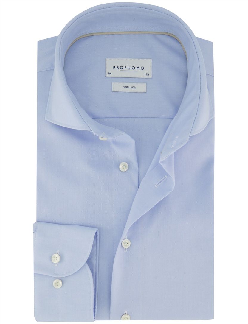 Lichtblauw katoenen overhemd Profuomo Slim Fit strijkvrij