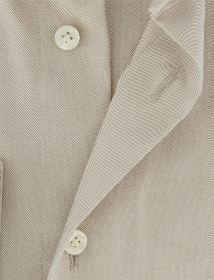 Overhemd Profuomo Slim Fit beige katoen strijkvrij