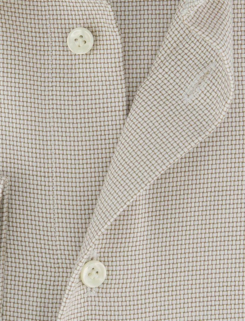 Beige katoenen Profuomo Slim Fit overhemd strijkvrij