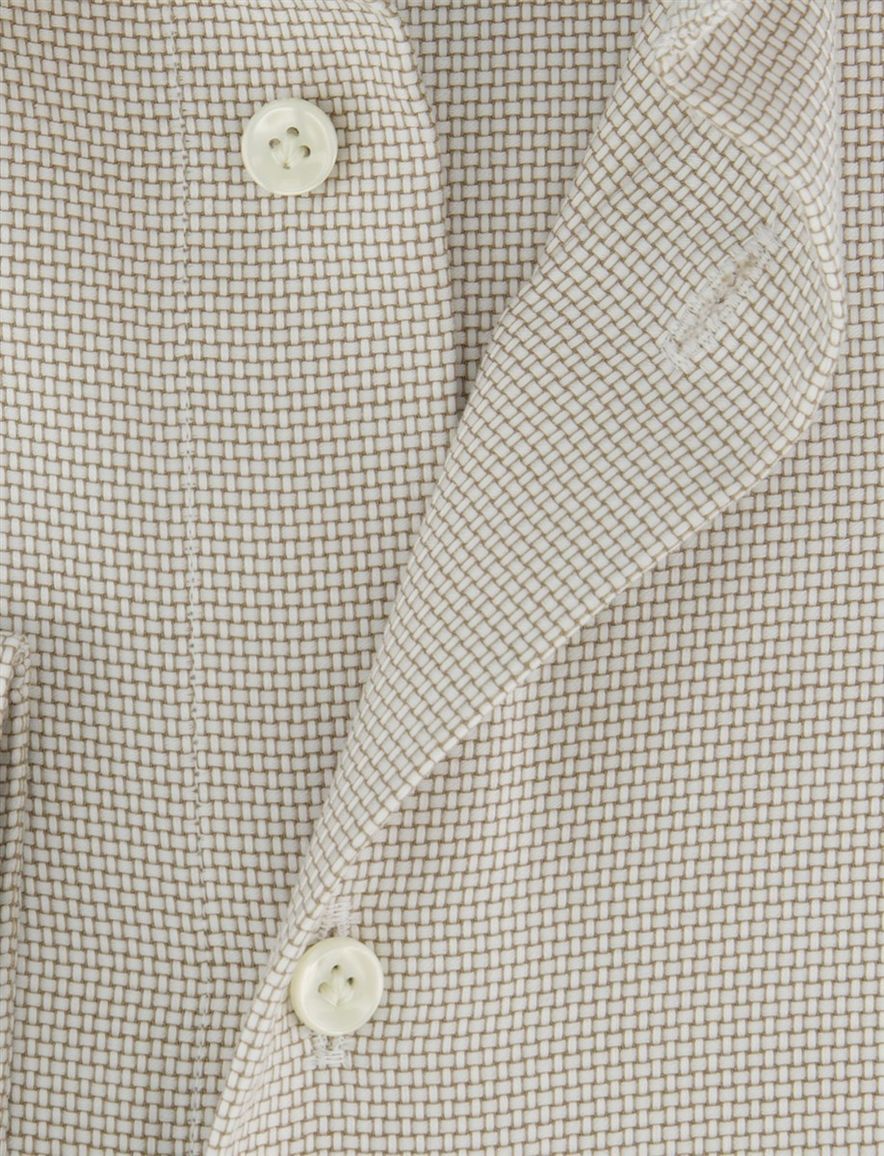 Overhemd Profuomo Slim Fit beige structuur katoen