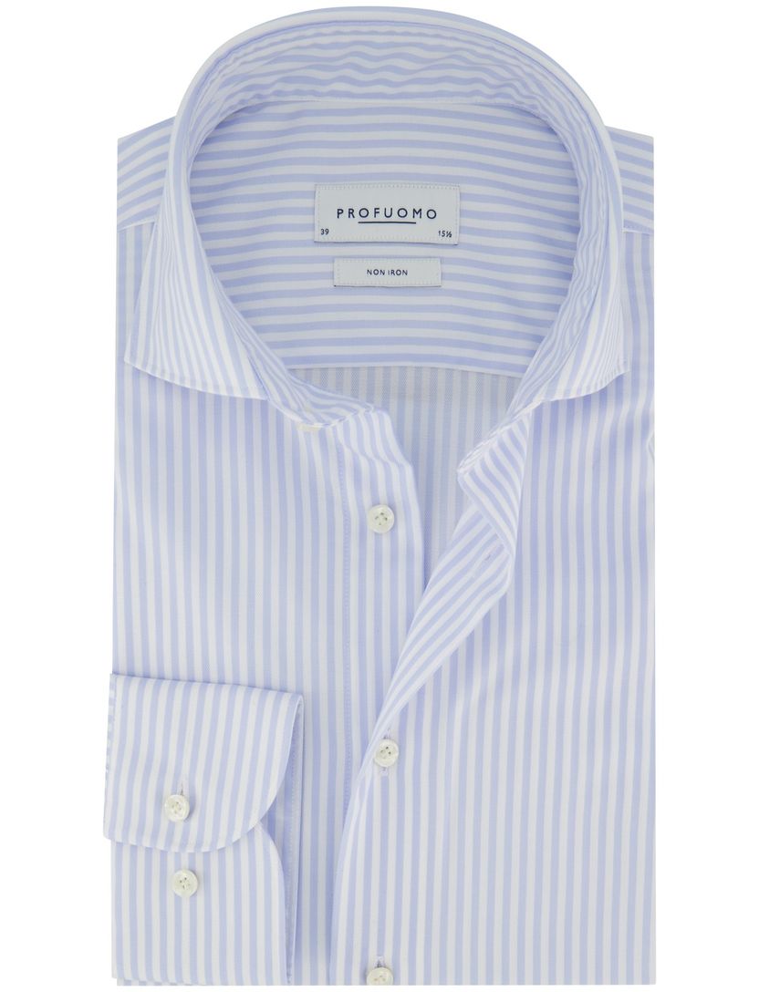 Overhemd Profuomo lichtblauw gestreept slim fit