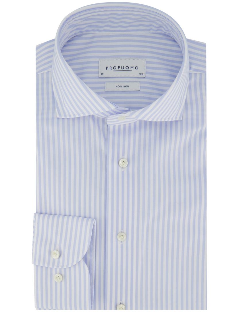 Overhemd Profuomo lichtblauw gestreept slim fit