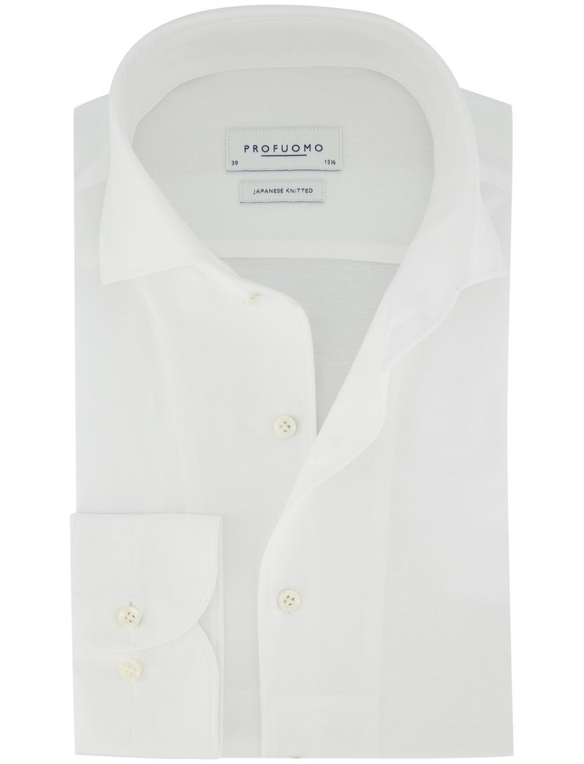 Japanese Knitted overhemd Profuomo wit effen