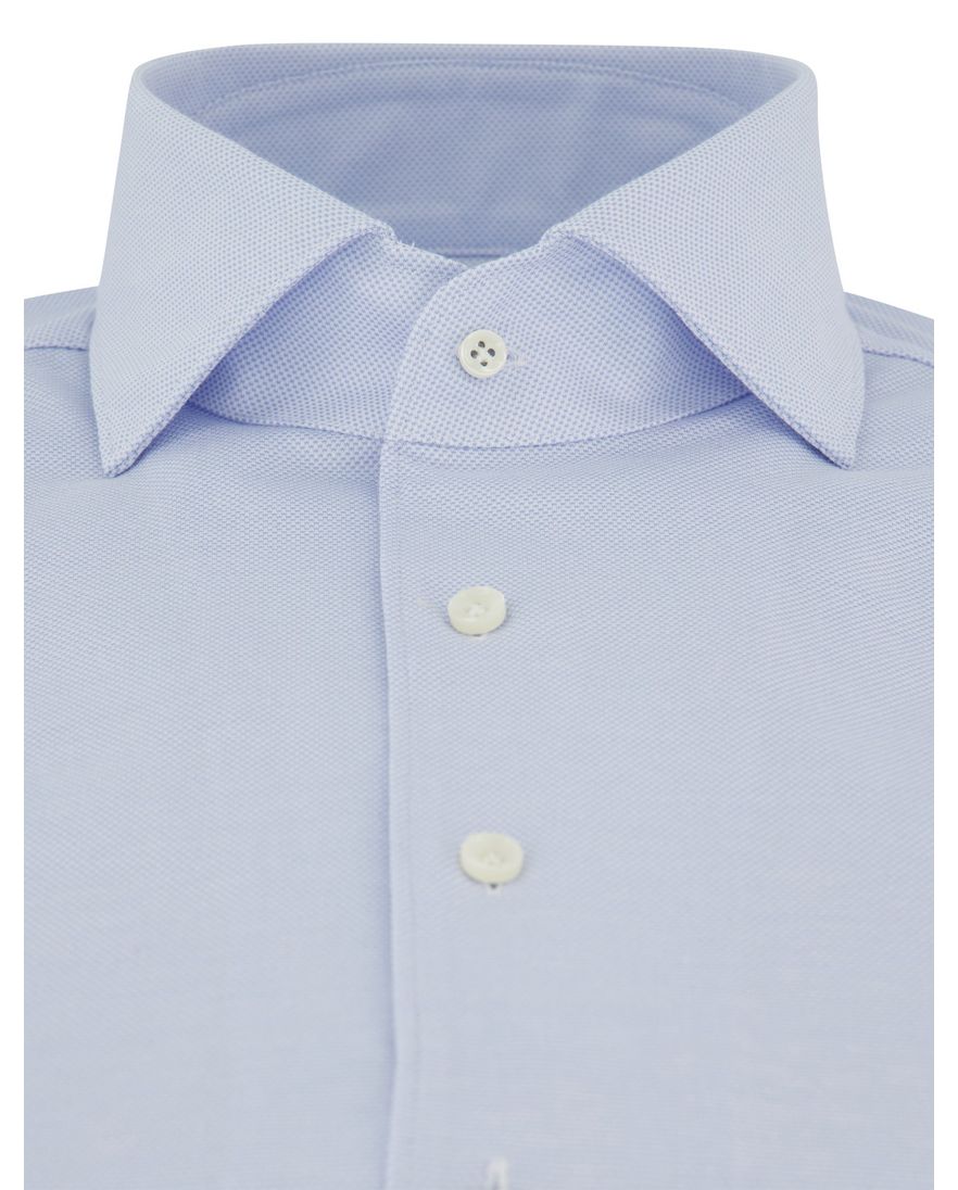 Profuomo Japanese Knitted overhemd lichtblauw effen