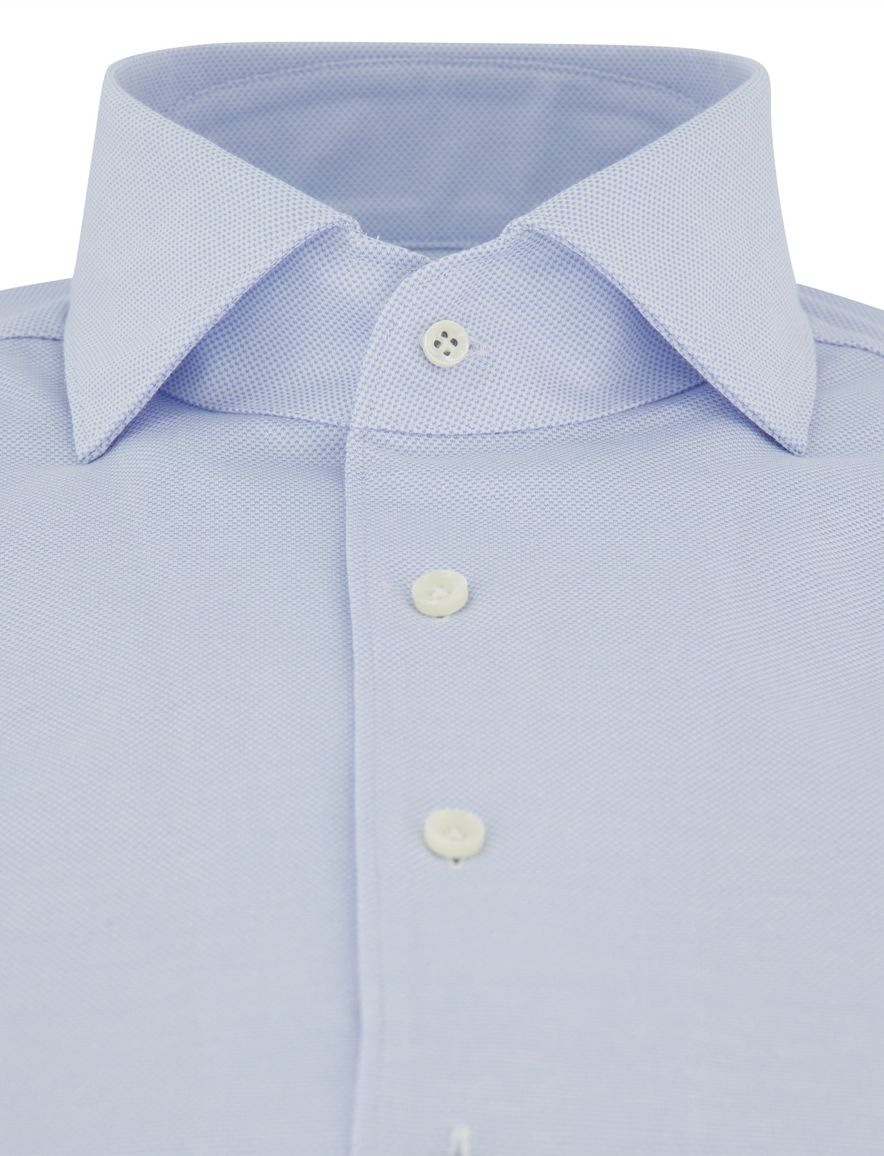 Profuomo Japanese Knitted overhemd lichtblauw effen
