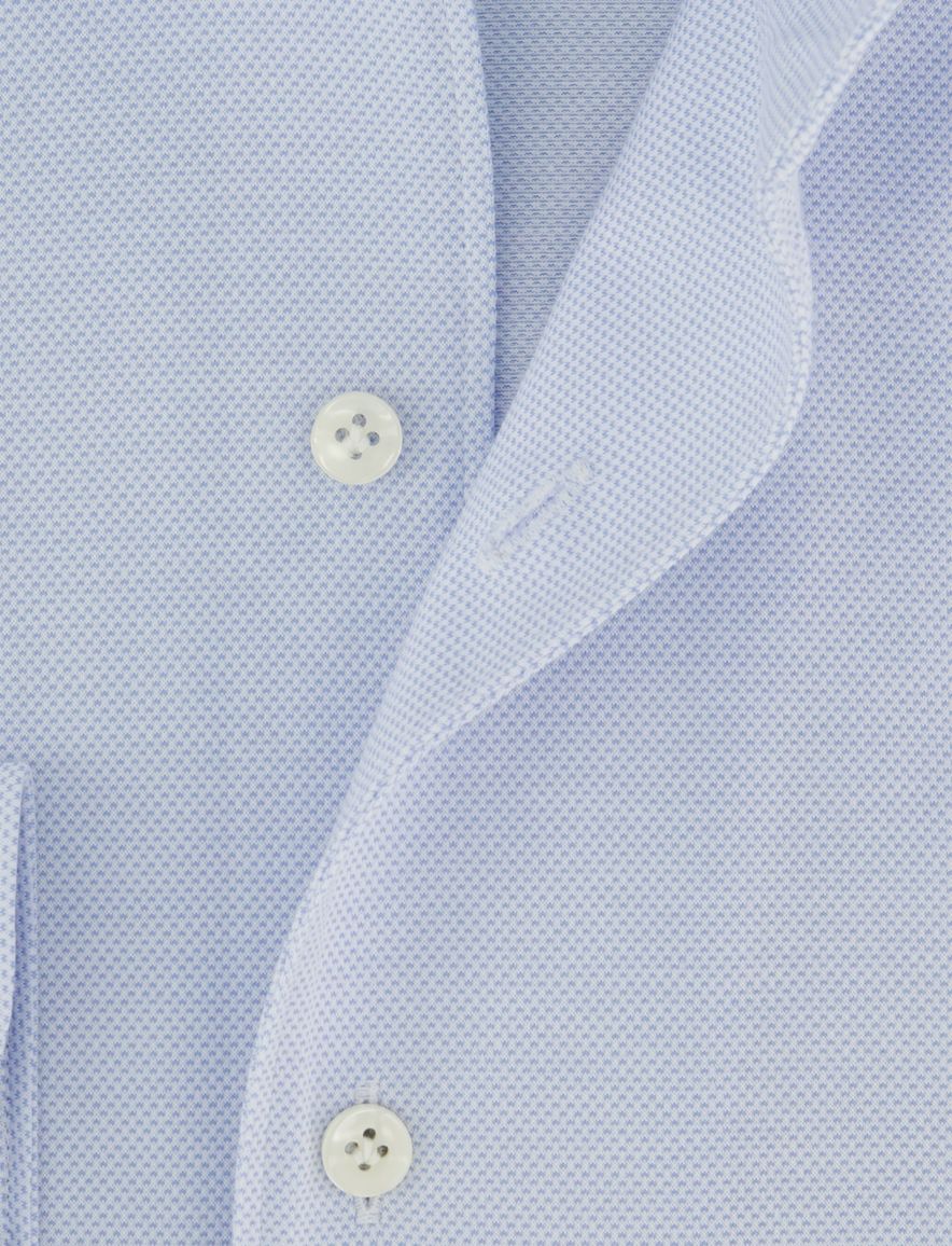 Profuomo Japanese Knitted overhemd lichtblauw effen