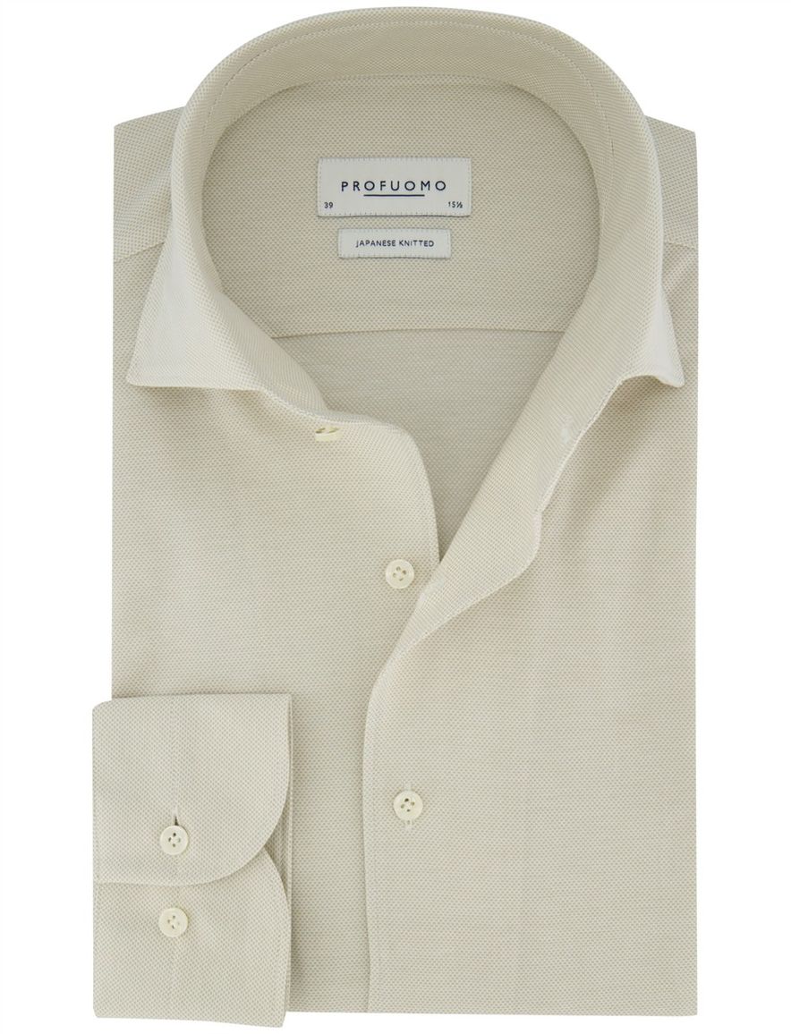 Profuomo overhemd Slim Fit beige effen