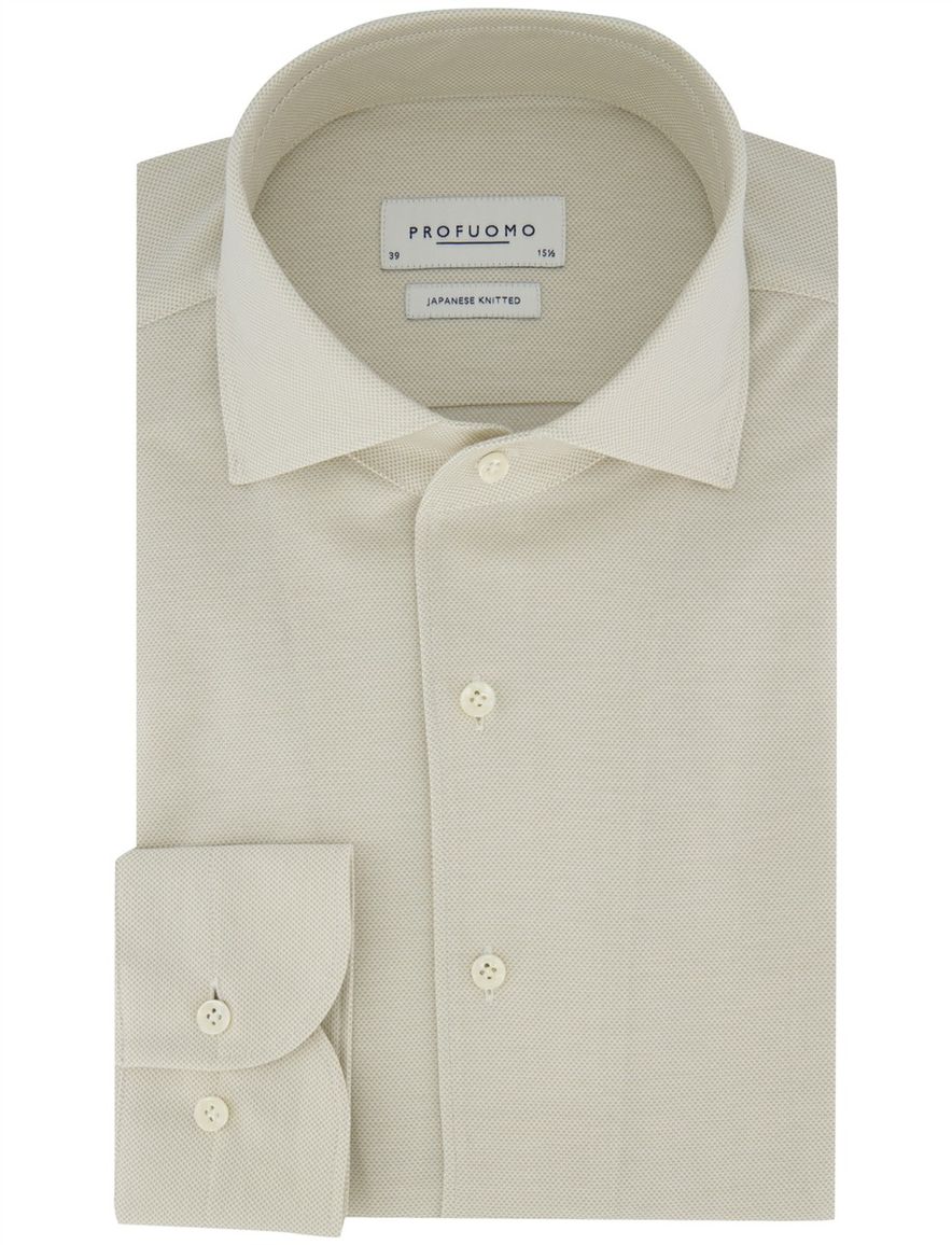 Profuomo overhemd Slim Fit beige effen