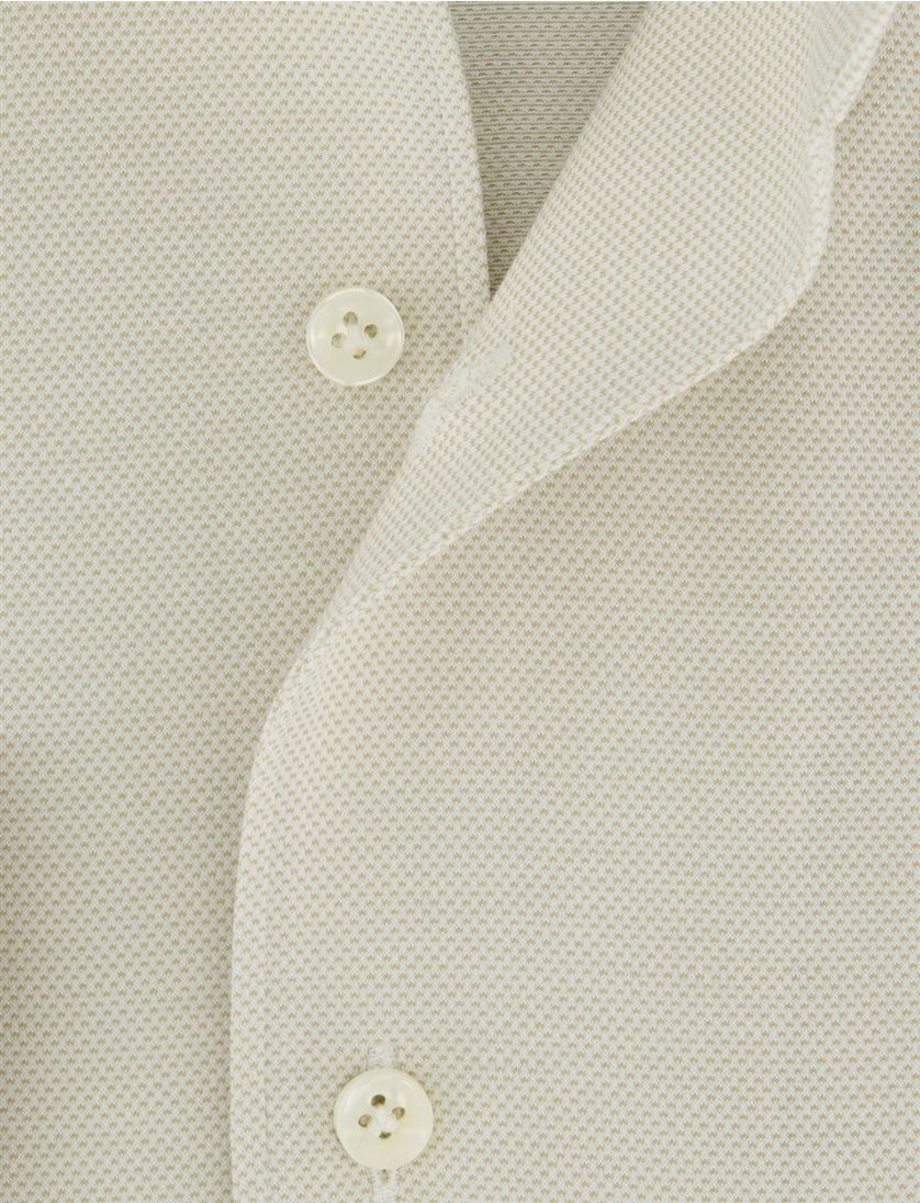 Beige Profuomo Slim Fit overhemd Japanse Knitted