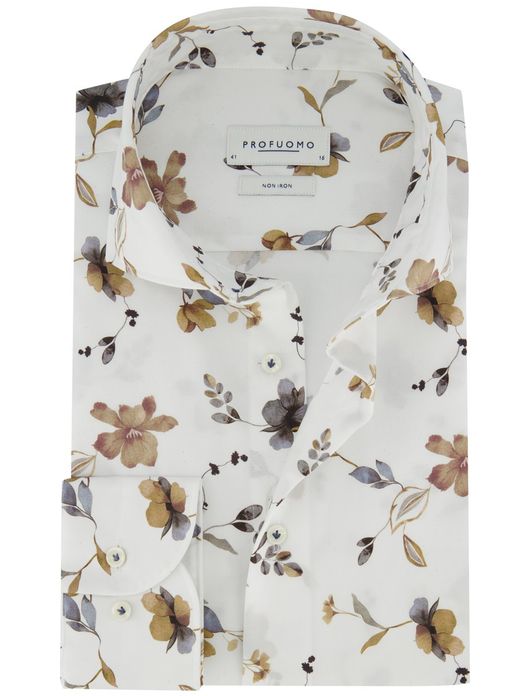 Profuomo overhemd Slim Fit wit geprint
