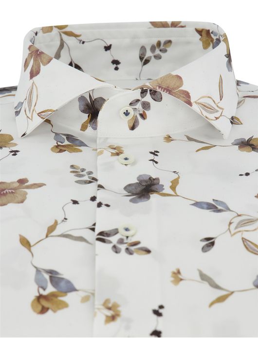 Profuomo overhemd Slim Fit wit geprint