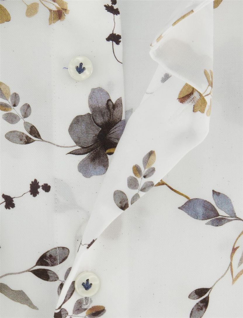 Witte bloemen geprint overhemd Profuomo Slim Fit