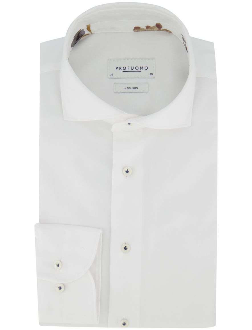 Profuomo overhemd Slim Fit wit effen strijkvrij