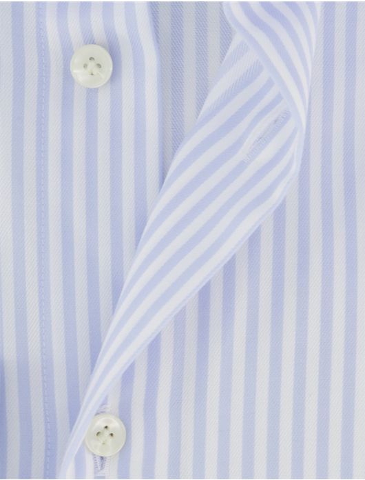 Profuomo overhemd Slim Fit lichtblauw gestreept strijkvrij