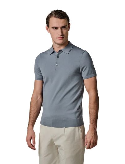 Profuomo Profuomo poloshirt 3 knoops blauw grijs