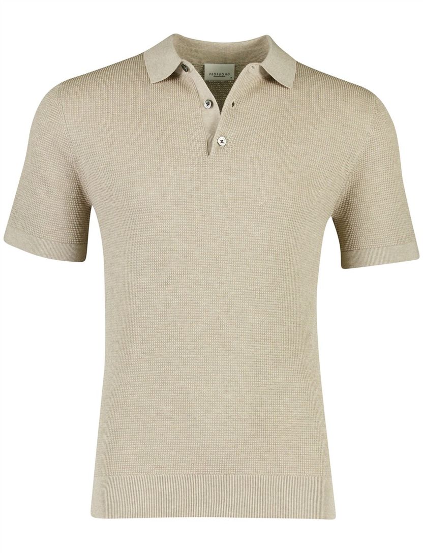 Beige poloshirt Profuomo met structuur