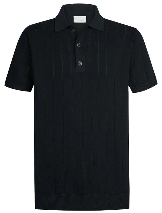 Profuomo Poloshirt Donkerblauw rits