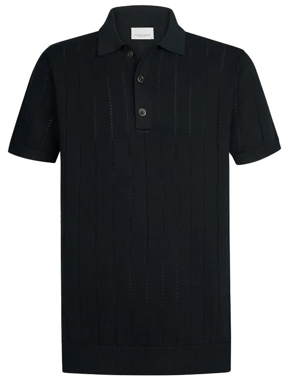 Profuomo poloshirt navy effen met structuur