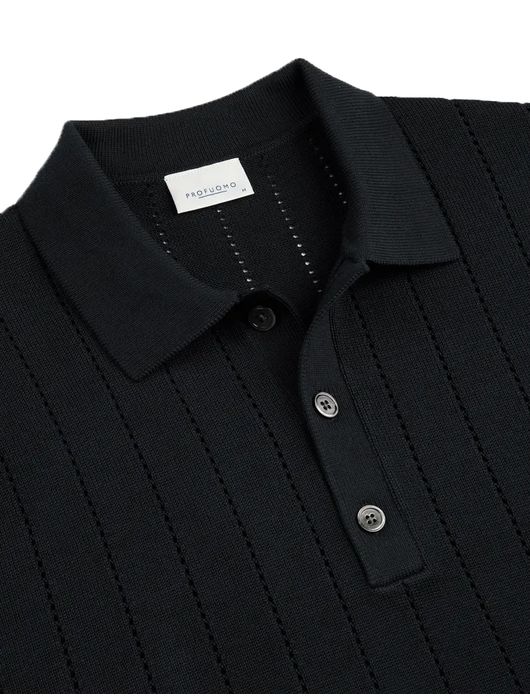 Profuomo Poloshirt Donkerblauw rits