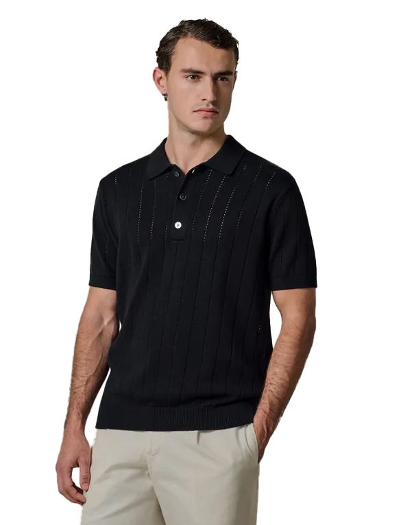 Profuomo poloshirt navy effen met structuur