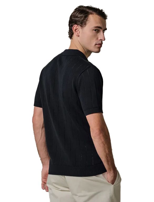 Profuomo poloshirt navy effen met structuur